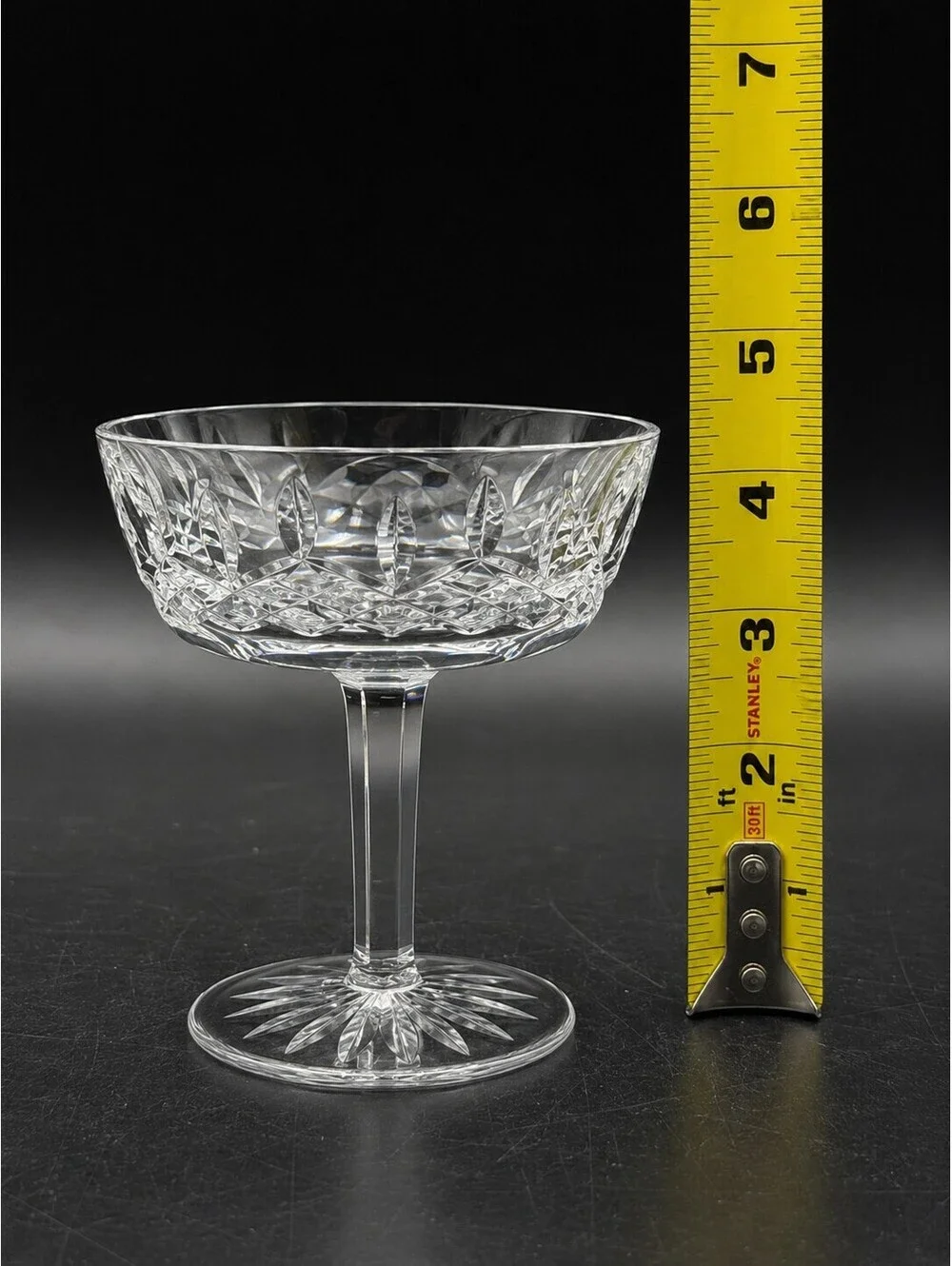Vintage Waterford Lismore Champagne Coupe Tall Sherbet Glasses Set of 3 Crystal